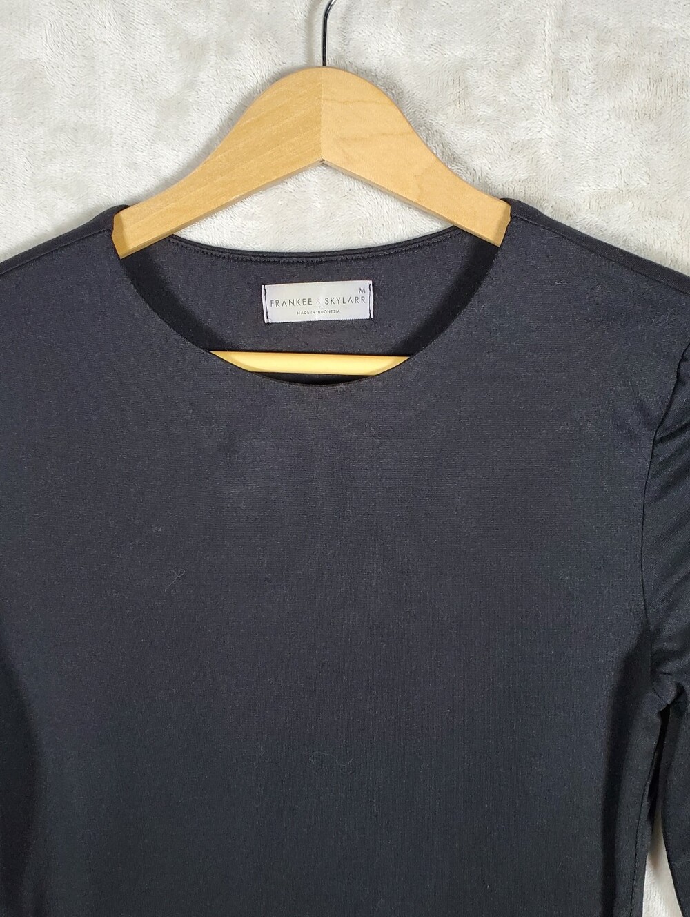 Frankee & Skylarr Womens M Black Stretch Fitted Long Sleeve Tee Goth Minimalist - Picture 3 of 13